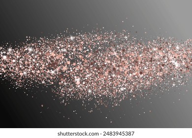 Diseño de Vector de fondo de cubierta simple con textura de brillo de oro rosa. Abstractas textura minimalista para la tarjeta de San Valentín, imitación de piedra de mármol rosa en colores pasteles. Brillos brillantes salpicados de confeti.