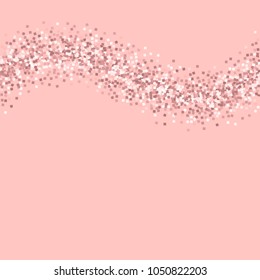 Pink gold glitter. Top wave on pink background. Bewitching vector illustration.