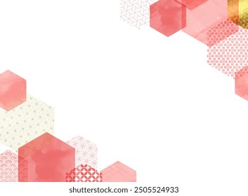 Pink and Gold Hexagon Japanese Pattern Frame
