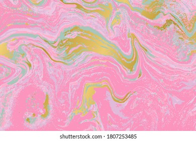 Pink and gold marble pattern. Abstract background. Vector illustration.