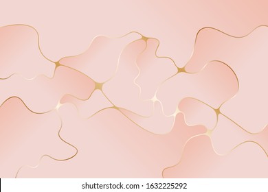 Pink gold marble texture simple cover background vector design. Abstract minimalist texture for Valentine card, pink marble stone imitation in pasterl colors. Vector graphic with liquid fluid effect