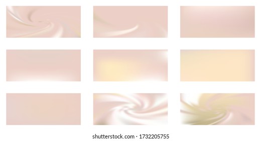 Colección vectorial de gradientes de malla dorada rosa. Papel rosa dorado lámina rosa brillante fondo borroso conjunto. La textura de seda metálica rosa gradientes de oro diseño gráfico abstracto para web, anuncios de venta. Señales brillantes.