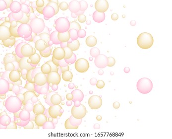 Pink gold oil vitamin D and E pill capsules background vector for medical or healthcare template design. Golden droplet of oil or collagen essence. Vitamin complex concept.
