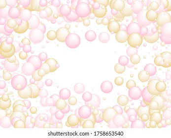 Pink gold oil vitamin D and E pill capsules background vector for medical or healthcare template design. Golden droplet of oil or collagen essence. Vitamin complex concept.