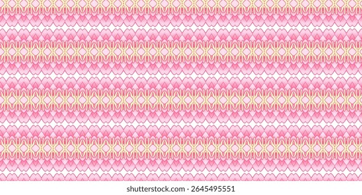 Pink and gold ornamental seamless pattern with a hand-drawn look, ideal for textiles and wallpapers. Delicate, symmetrical and decorative design. Pattern, Texture, Ornamental, Seamless, Symmetry.