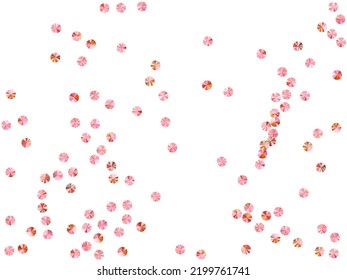 Pink gold paillettes confetti placer vector background. Birthday anniversary greeting card background. Elegant glossy bead particles party decoration. Birthday celebration confetti.