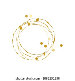 Círculos de garabatos de oro rosado. Imagen de vector de contorno circular. Borde de los anillos de oro de rosa. Círculos de doodle de metal precioso. Curvas redondas vectoriales. Plantilla de elemento de logotipo. Elementos gráficos de estilo escandinavo