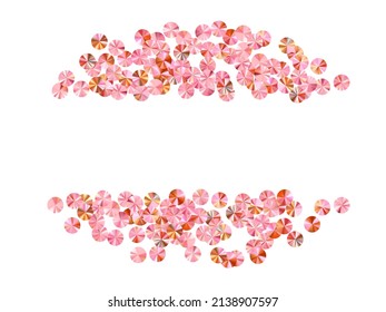 Pink gold sequin confetti scatter vector illustration. International Women's Day March 8th card background. Glamour lustering foil elements party decoration. Confetti for Mother's day.