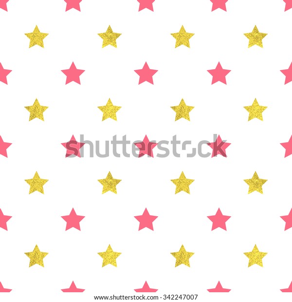 Pink Gold Stars Seamless Pattern Vector Stock Vector (Royalty Free) 342247007
