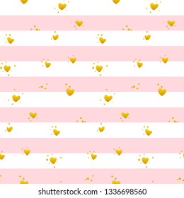 Pink Gold Striped Seamless Pattern. Vector Illustration of Trendy Tileable Background.