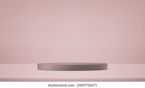 Fondo de la habitación de estudio de oro rosa. Vector de fondo rosa 3d con podio. Habitación vacía con efecto de luz. Espacio para vender productos en el Sitio web. Telón de fondo de negocios. Ilustración vectorial.