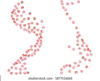 Pink gold tinsels confetti placer vector composition. International Women's Day March 8th card background. Metallic glowing tinsel elements party glitter. Confetti for Mother's day.