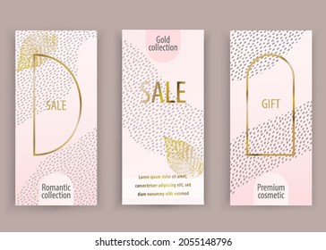 Pink gold vector polka dot background for wedding, cosmetic, 8 march, parfume shops