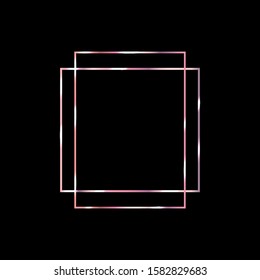 Pink Gold Wedding or Christmas Frame. Luxury VIP New Year, Gift Certificate. Golden Celebration Border. Wedding, Christmas Gold Decor. Gradient Copper Metal Foil. Sparkling Geometric Platinum Design.