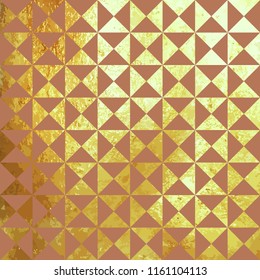 Pink and golden abstract pattern, stylish background, vector illustration.
