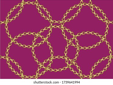 pink golden chain design hand drawn
