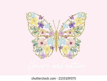 pink golden glitter butterfly design