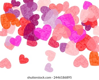 Pink golden glitter made of hearts. Scatter lines on white valentine background. Vector illustration. Vector illustration isolated on white background