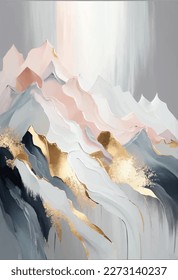 pink and golden Mountain and clouds Abstract art background. minimal Luxury  watercolor background with brush texture. Wallpaper design for prints, cover, banner, wall art and home decoration	