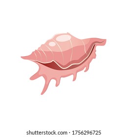 Pink golden sea shell stock vector illustration isolated on white background