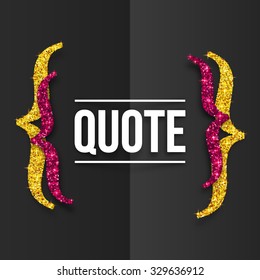 Pink and golden vector curly brackets with place for your text at black folded paper background