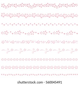 Pink gradation decorative cherry blossom border lines