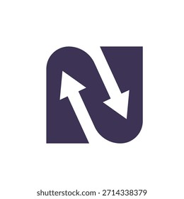 Pink Gradient Abstract Logo With Arrows, Modern Brand Symbol Featuring a Bold N Shape Design.