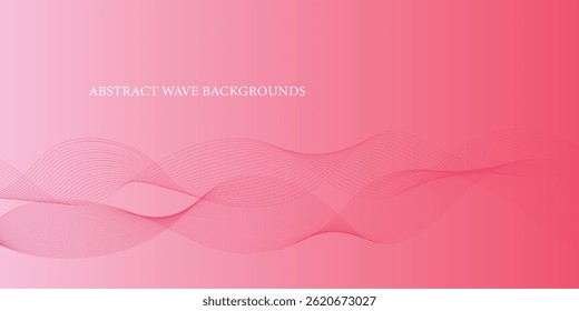 Pink Gradient Abstract Waves Minimalist Vector Art with Smooth Curves Flowing Lines