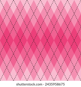 Pink gradient argyle pattern. Argyle vector pattern. Argyle pattern. Seamless geometric pattern for clothing, wrapping paper, backdrop, background, gift card, sweater.	