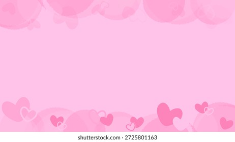Fondo de degradado rosa decorado con adornos de corazón de amor rosa