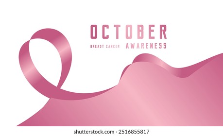 The pink gradient in the background further emphasizes the symbolic color for breast cancer awareness. A Pink Heart ribbon with text Breast cancer awareness.