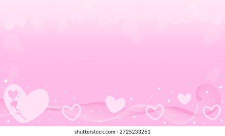 Fondo de degradado rosa con adorno de patrón de corazón de amor y destellos