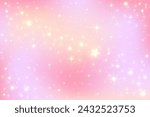 Pink gradient background. Peach warm blurry sky with stars and bokeh. Orange and yellow mesh pastel backdrop. Liquid fluid texture.
