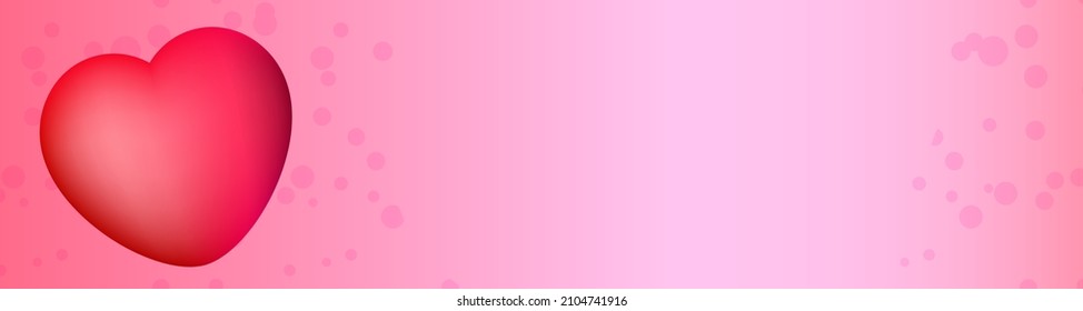 Pink gradient background. Sweet heart wallpaper for Linkedin banner, Linkedin background, Facebook cover,  advertising on social networks. Valentine's Day, red 3d Valentines and pink confetti on pink