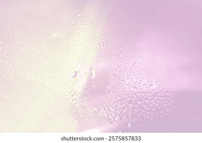 Pink gradient background with water droplets. Soft focus of water drops on glass. Elegant pink droplet texture surface. Vector 