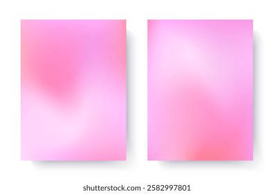Pink gradient backgrounds in soft pastel tones.Romantic vector wallpaper templates.Modern blurred covers for banners,branding design,web,social media,ad,promo offers.