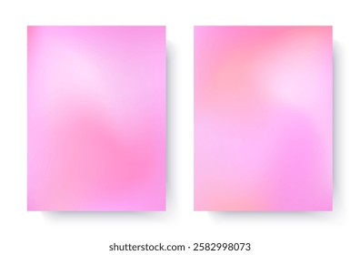 Pink gradient backgrounds in soft pastel tones.Romantic vector wallpaper templates.Modern blurred covers for banners,branding design,web,social media,ad,promo offers.