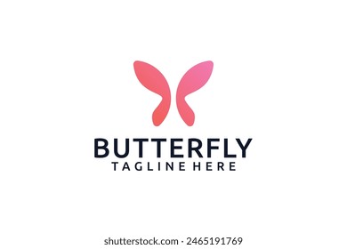 Pink gradient of beautiful butterfly logo design