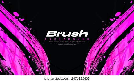 Pink Gradient Brush Background. Grunge Sport Banner Design