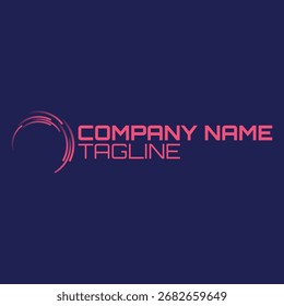 Pink gradient circle line technology logo. Tech logo template
