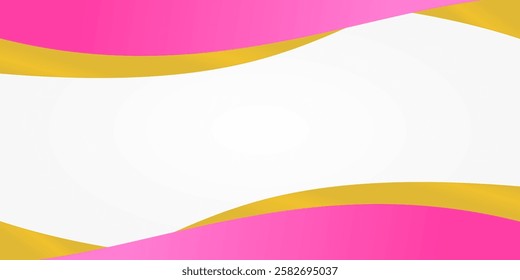 Pink gradient color background with gold lines. Free copyspace area template design.