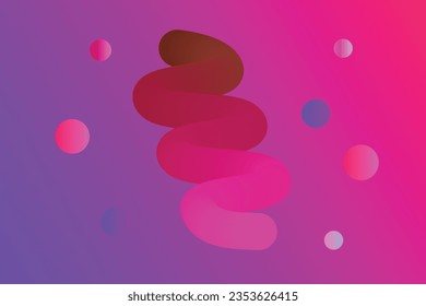 Pink Gradient doodle shapes, illustration vectors. Color wave forms, vibrant waves, Blend color strokes.