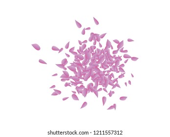 Pink gradient droplets scattered confetti vector design. Colorful drops splash isolated on white texture. Chaotic flying little petals vector illustration