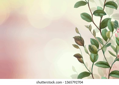 Pink gradient floral background vector
