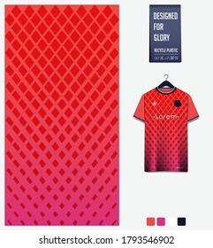 Pink gradient geometry shape abstract background. Fabric textile pattern design for soccer jersey, football kit, racing, e-sport, sport uniform. T-shirt mockup template design. Vector Illustration.