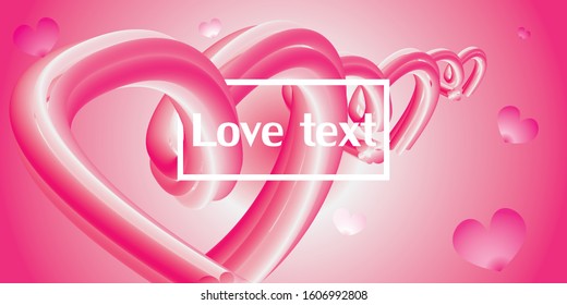 Pink gradient heart graphic background, and text place.