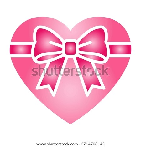 Pink gradient heart icon tied with bow, ideal for Valentine, wedding, love, romantic and festive design.