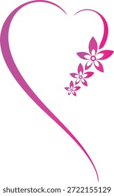 Forma de coração gradiente rosa com flores delicadas florais