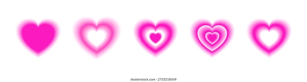 Pink gradient heart shapes, soft blur love symbols, romantic decoration