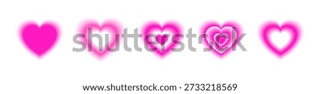 Pink gradient heart shapes, soft blur love symbols, romantic decoration